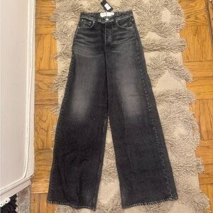 rag & bone Miramar Sofie Wide-Leg Sweatpant Jeans Black with button Sz 24